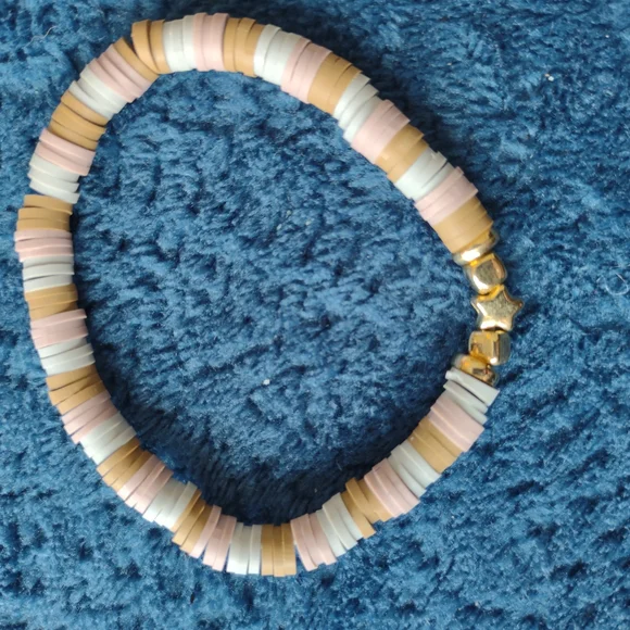 Blue and Tan Beaded Bracelet Set Natural Jewelry - Picture 3 of 4